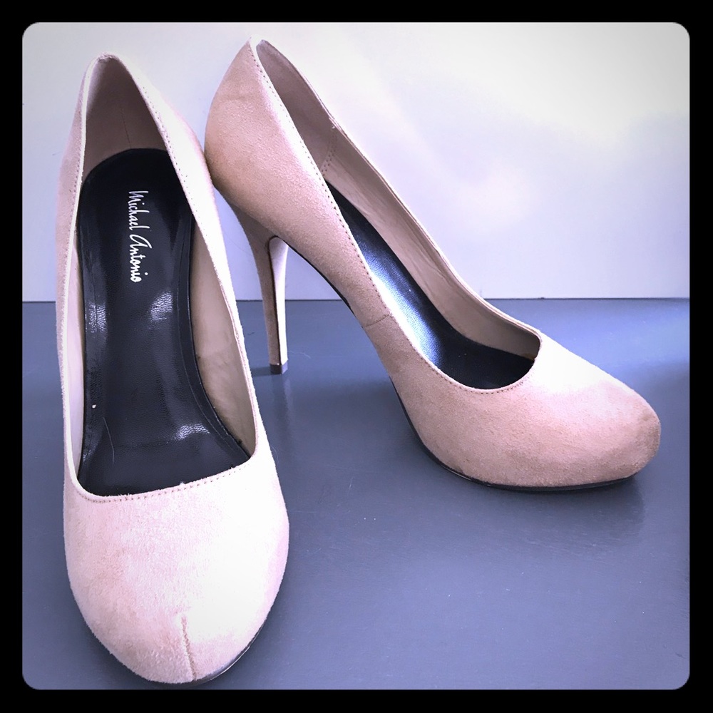 Michael Antonio Nude Suede Heels